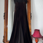 Vintage Sheath Spaghetti Strap Brown Velvet Prom Dress Evening Dress SH6075