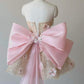 Pink A Line Sweetheart Neck Floral Sequin Tulle Homecoming Dress with Bow SH3409