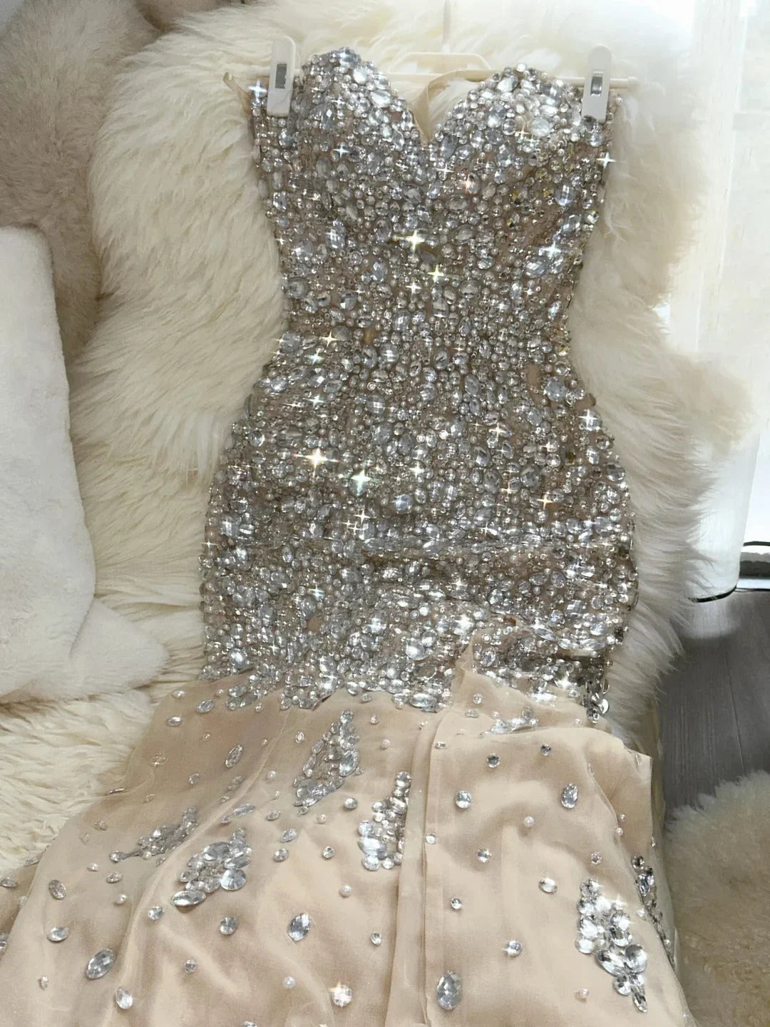 Gorgeous Mermaid Sweetheart Neck Rhinestone Chiffon Party Dress Birthday Dress SH2884