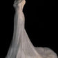 Elegant White Mermaid Spaghetti Straps Sequin Tulle Open Back Long Party Dress Date Dress SH3688