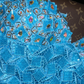 Vintage Blue Mermaid Beaded Lace Satin Prom Dress Party Evening Dress SH5897