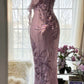 Purple Sheath One Shoulder Beaded Chiffon Long Prom Dress Graduation Prom Dress SH2561