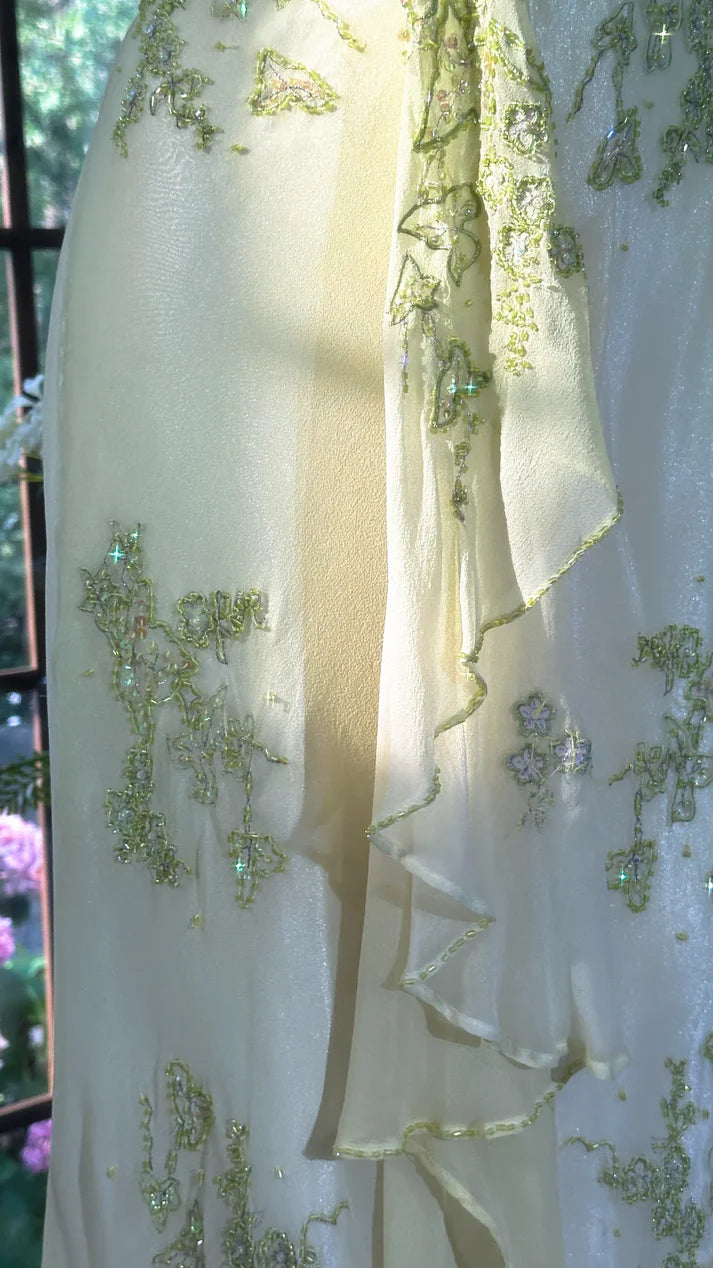 Dreamy Green Mermaid Halter Beaded Chiffon Prom Dress Formal Dress Party Dress SH4026