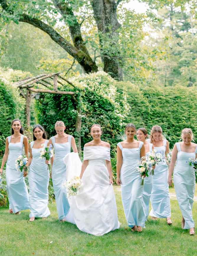 Gentle Baby Blue Sheath Strap Satin Long Bridesmaid Dress SH6305