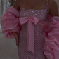 Pink Sheath Spaghetti Strap Exquisite Rhinestone Long Satin Ball Gown Evening Dress Prom Dress SH4824