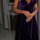 Sexy A Line Sweetheart Neck Purple Velvet Prom Dress Evening Dress SH4691