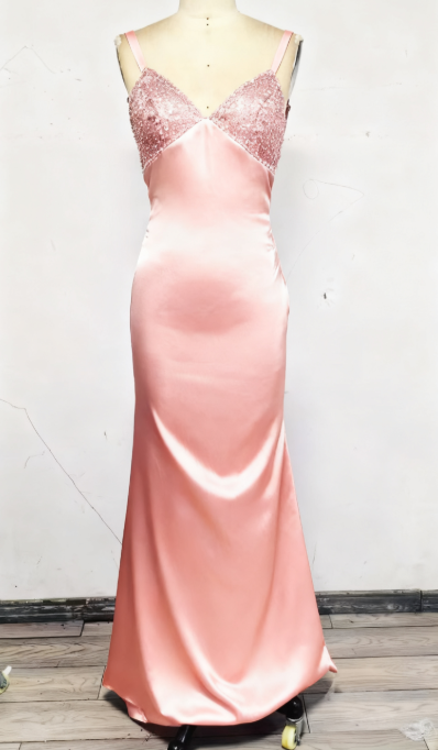 Blue Backless Mermaid Satin Long Evening Prom Dress SH1527