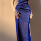 Royal Blue Stunning Sheath Spaghetti Strap Tulle Prom Dress Evening Dress SH4081