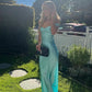 Simple Sheath Off the Shoulder Blue Satin Open Back Prom Dress Evening Dress SH2532