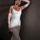Backless Mermaid Spaghetti Strap White Lace Satin Long Wedding Dress SH7154
