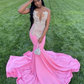 Pink Long Mermaid Prom Dress ,Elegant Evening Dress SH610