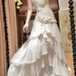 Vintage Stunning A Line Sweetheart Neck 3D Floral Layered White Chiffon Wedding Dress Prom Dress SH5882