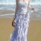 French Purple Ruffled Chiffon Strapless Prom Dress Summer SH6251