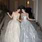 Shiny Ball Gown Sweetheart Neck Sequin Beaded Tulle Prom Dress 18th Birthday Dress SH4921