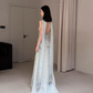 Ethereal Baby Blue A Line Spaghetti Strap Beaded Chiffon Long Prom Dress Evening Dress SH7707