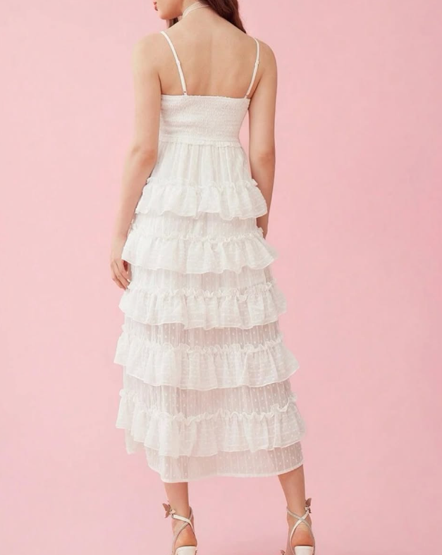 Elegant White Ruffle Long Prom Dress SH1058