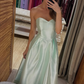 Simple Mint Green A Line Sweetheart Neck Satin Prom Dress Evening Dress SH6359