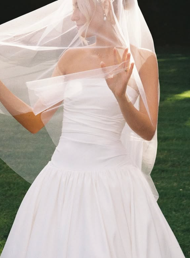 Pretty A Line Strapless White Satin Long Wedding Dress SH4855