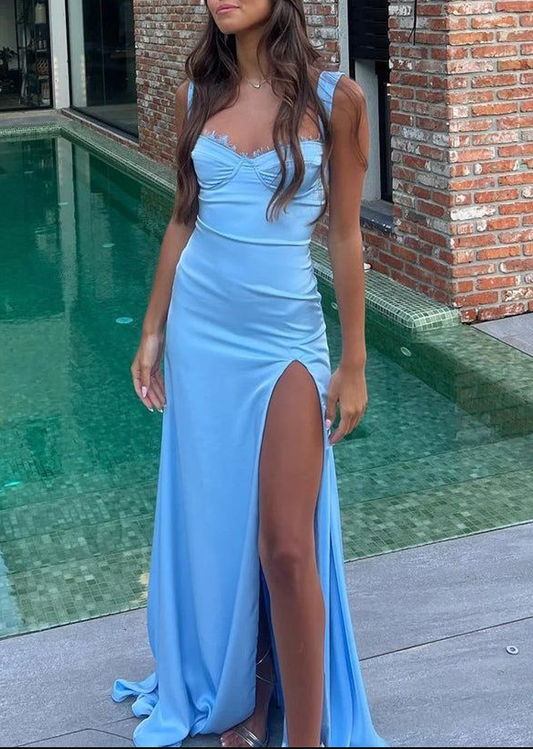 Blue Mermaid Long Prom Dress With Slit  SH1464