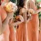 Elegant Sheath Halter Orange Satin Open Back Long Bridesmaid Dress Graduation Prom Dress SH2593