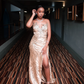 Elegant Sheath Sweetheart Neck Appliques Champagne Satin Long Prom Dress Evening Dress SH2555