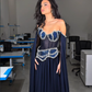 Stunning Navy Blue A Line Exquisite Pearl Beaded Chiffon Tulle Graduation Prom Dress SH5331