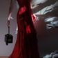 Stunning Burgundy Mermaid Spaghetti Strap Layered Chiffon Prom Dress Party Dress Date Dresses SH4159