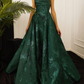 Long Spaghetti Straps A-line Green Prom Dresses, Long Prom Dresses SH382