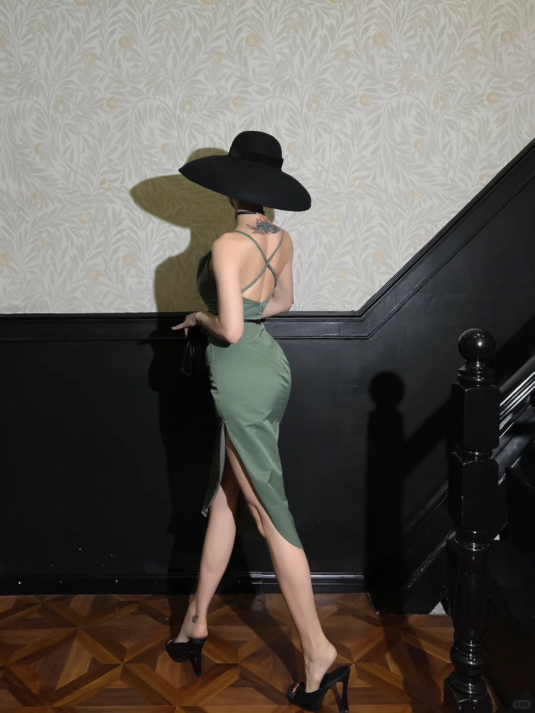 Vintage Green Sheath Spaghetti Strap Satin Tea Length Prom Dress Homecoming Dress SH4239