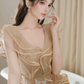 Light Brown A Line V Neck Ruffle Layered Tulle Short Homecoming Dress Outfits SH4434