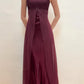 Vintage Baby Blue A Line Straps Chiffon Satin Prom Dress Evening Dress SH5663