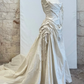 Stunning A Line Off the Shoulder Satin Long Prom Dress Evening Dress with Slit SH2268