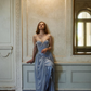 Ethereal Blue A Line Long Sleeve Beaded Chiffon Long Prom Dress Evening Dress SH6688