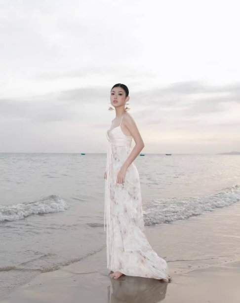 Elegant A Line Spaghetti Strap Print Floral Satin Long Party Dress Evening Dress SH3130