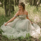 2025 New A Line Off the Shoulder Appliques Tulle Long Prom Dress Evening Dress SH2228