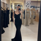 Sexy Mermaid Spaghetti Straps Beaded Satin Long Prom Dress Evening Dress SH4796