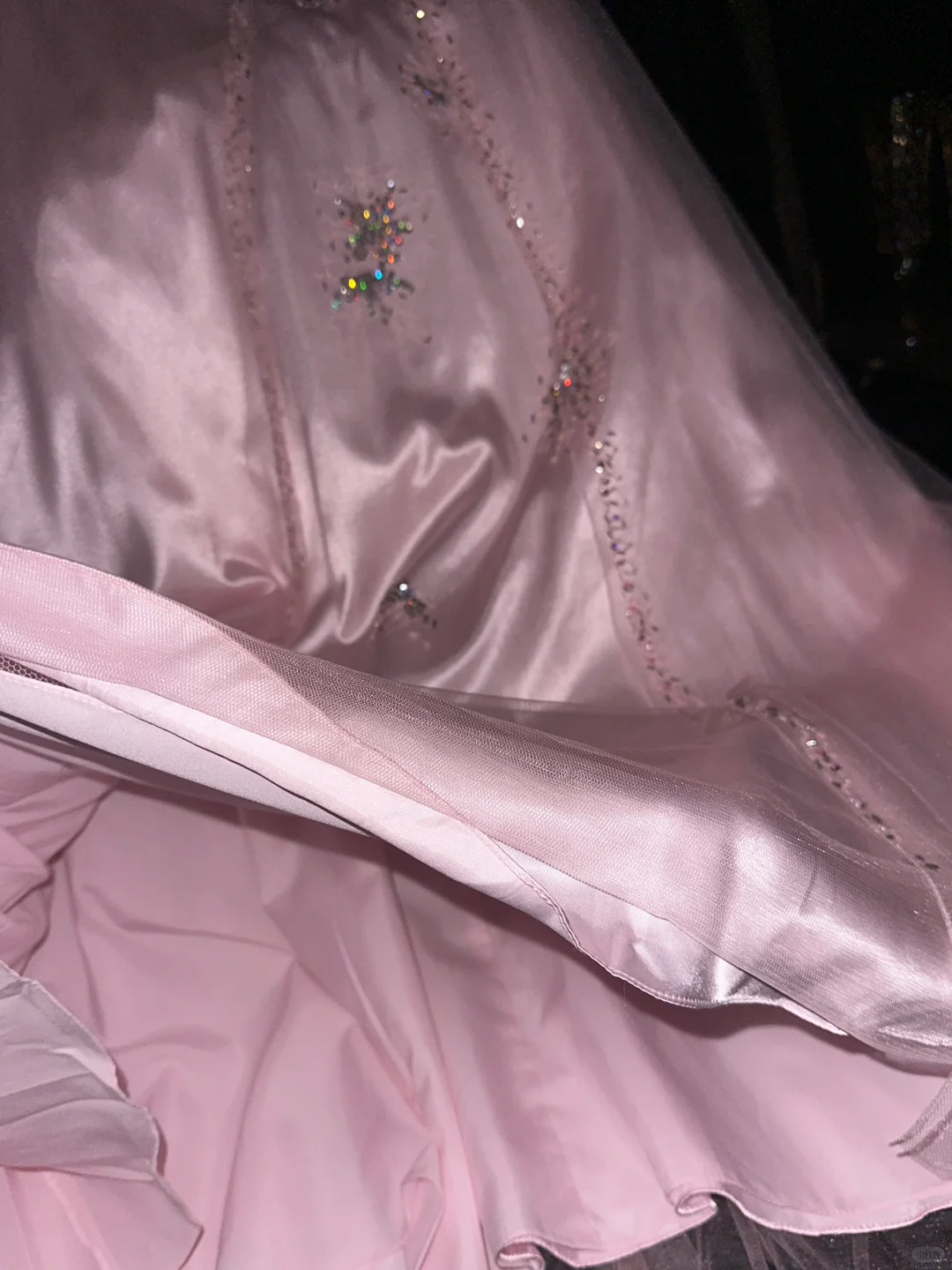 Gentle A Line One Shoulder Beaded Sequin Pink Tulle Satin Prom Dress Party Dress SH3073