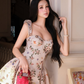 Elegant A Line Straps Print Floral Satin Cocktail Dress Homecoming Dress SH6166