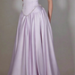 Exquisite Satin Ivory Sleeveless Strapless Long Pleated Prom Dress with Beadings SH5463
