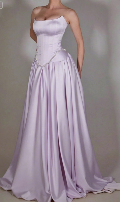 Exquisite Satin Ivory Sleeveless Strapless Long Pleated Prom Dress with Beadings SH5463