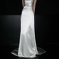White Pearl A Line Spaghetti Strap Satin Long Wedding Dress SH5977