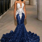 Charming Sequins Mermaid Evening Dress Long Prom Dress SH976
