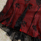 Vintage Black Chiffon Beaded Burgundy Satin Short Prom Dress Homecoming Dress SH7417