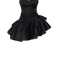 Chic Strapless Black Satin Short Prom Dress Layered Homecoming Dresses SH1411