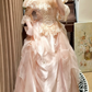 Stunning Light Pink A Line Long Sleeve Lace Organza Prom Dress SH5653