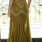 Beatuy Mermaid Sequins Lace Tulle Evening Dress Long Prom Gown with Slit SH393