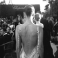 Elegant A Line V Neck Beaded Grey Satin Long Backless Prom Dress Wedding Guest Dress SH5360