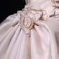 Cute A Line V Neck 3D Floral White Satin Short Homecoming Dress Birthday Dress SH4275