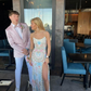 Gorgeous Spaghetti Straps Long Slit Evening Dress Mermaid Prom Dress SH958