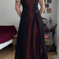 Vintage Dark Burgundy A Line Satin Prom Dress Evening Dress Date Dress SH5636